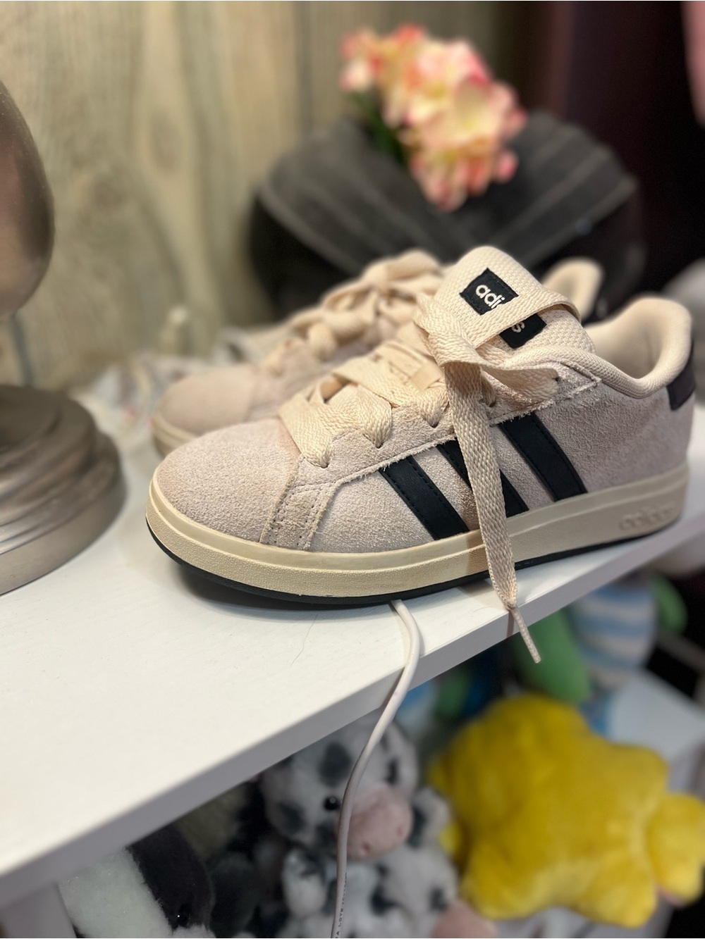 adidas Kids Light Beige Suede Sneakers - Picture 2 of 6